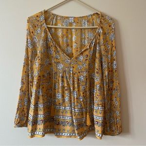 Old Navy Yellow Floral Tunic Top